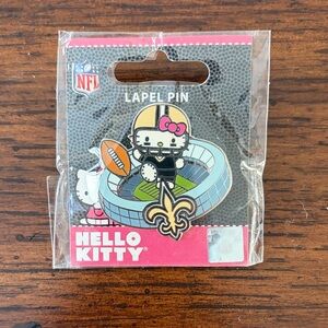 Hello Kitty NFL Saints Lapel Pin - Black, Pink, and Gold